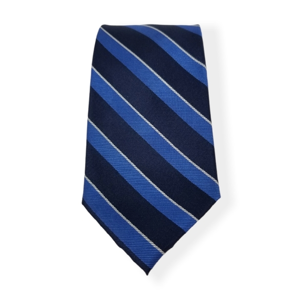 Tommy Hilfiger Blue Striped Silk Tie - Picture 16 of 16